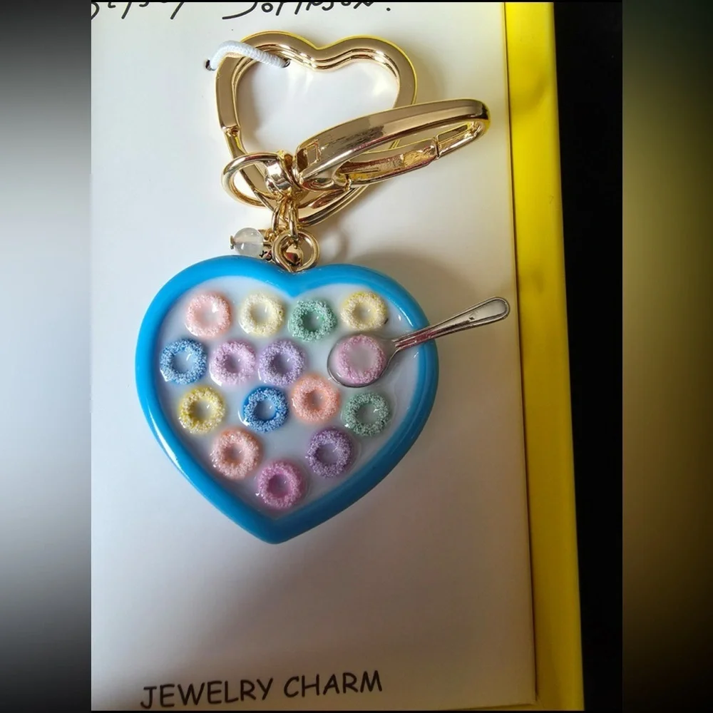 BETSEY JOHNSON Viral Back to School Cereal Bowl Keychain Bag Backpack Charm NWT